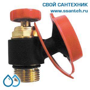 14478 HERZ 1027600 Вентиль для слива и наполнения, 3/8", PN10, 110°С, с соединителем для подключения шланга красный