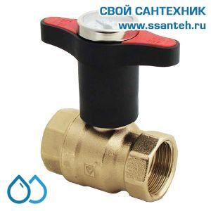 14676 HERZ 1220662 Кран шаровой красная ручка с термометром, DN20, PN25, 0...+120°C, Kvs 34 м3/час, без покрытия