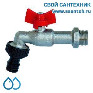 14751 HERZ 1250311 Кран шаровой со штуцером для шланга 1/2" бабочка
