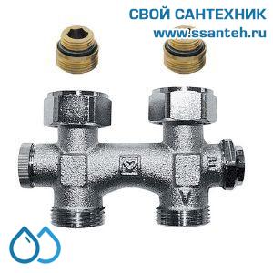 14844 HERZ 1316602 Узел Н-образный для нижнего подключения прямой, 1/2"-3/4"(ЕК), 90°C, 10 бар, с фиксированным байпасом