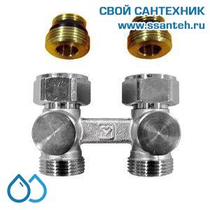 14888 HERZ 1376602 Узел Н-образный для нижнего подключения прямой, 1/2"-3/4"(ЕК), 90°C, 10 бар, двустороннее перекрытие
