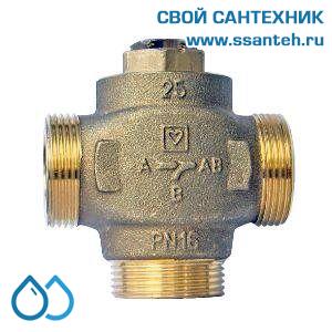 15563  HERZ 1776603 Teplomix Клапан трехходовой термостатический для твердотопливного котла DN25,  Kvs 11,0 м3/час, +61°С, байпас не отключаемый