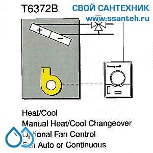 15743 HONEYWELL T6372B1024 Термостат для фэн-койлов 10-30С, 230В, антисипатор, нагрев/охлаждение