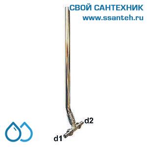 18143 Herz, P551893 Тройник для подключения радиатора под надвижную гильзу с никелированной трубкой переходной, 15-18x2,5-14х2,0-300 мм