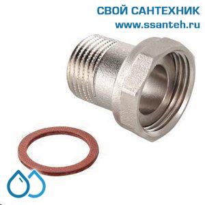 19697 Полусгон с накидной гайкой 3/4" х 3/4" НР, с плоским уплотнительным кольцом
